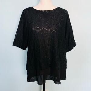 NWT Banana Republic Lace Eyelet Short Sleeve Top Size Large